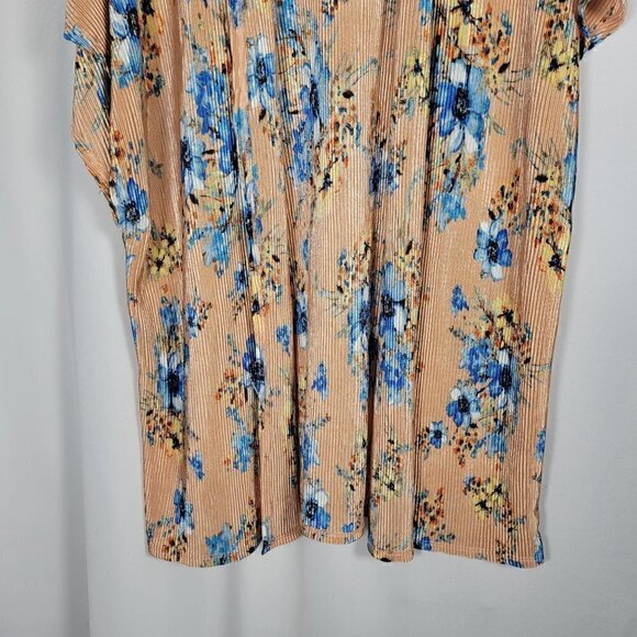 Frumos Women's Made in USA Open Long Kimono Floral Pattern Pleated Texture Sz 2x - Picture 5 of 14
